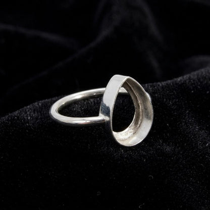 Solid 925 Sterling Silver Pear Blank Bezel Cup For Ring Making Gemstone Setting