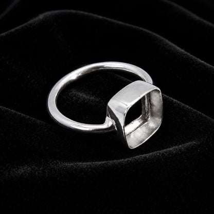 925 Sterling Silver Cushion Bezel Ring Collet for Gemstone Setting (4-20mm)