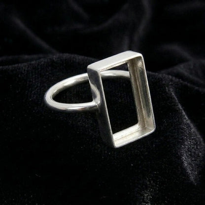 Solid 925 Sterling Silver Rectangle Ring Bezel Cup For Stone Setting Making