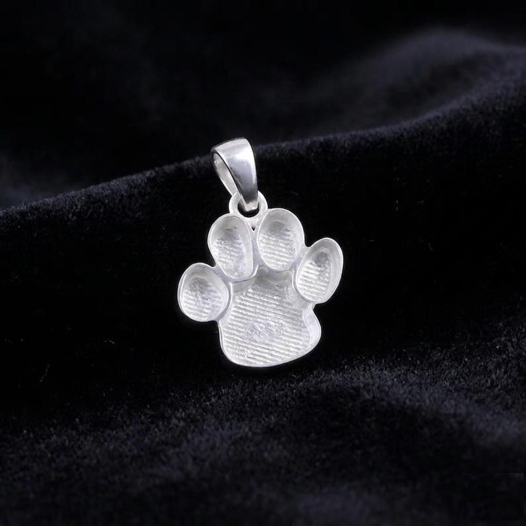 925 Sterling Solid Silver 14mm Dog Paw Print Blank Bezel Pendant Setting, Good for Resin & Ashes Work, Keepsake/Breastmilk DIY, Animal Lover
