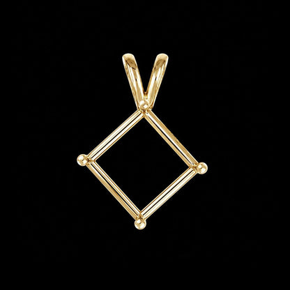 925 Sterling Silver diamond shape semi mount pendant settings Pr-notched 6mm to 20mm for faceted square stones