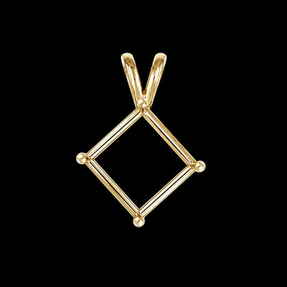 925 Sterling Silver diamond shape semi mount pendant settings Pr-notched 6mm to 20mm for faceted square stones
