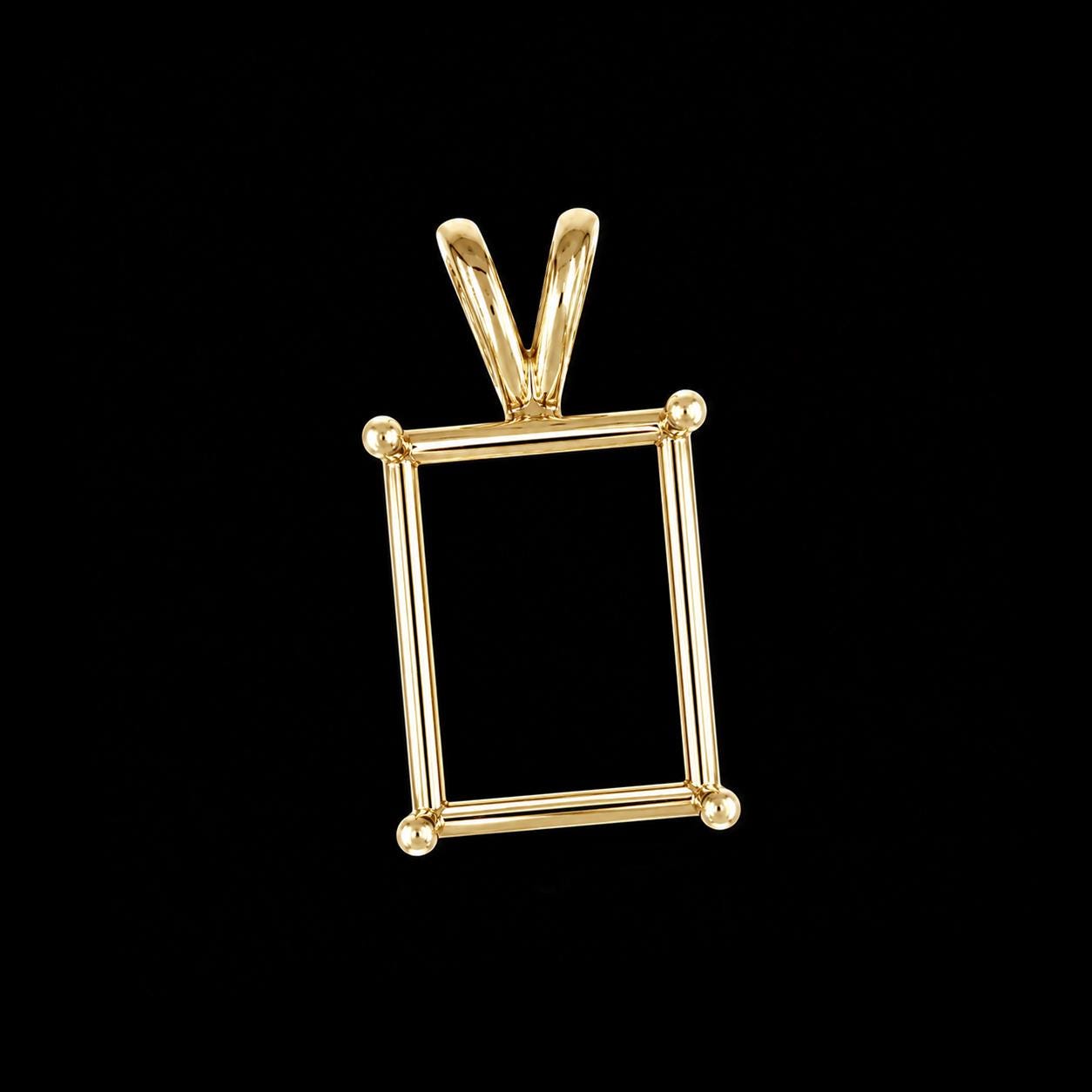 925 Sterling Silver emerald shape semi mount pendant settings Pr-notched 7x5mm to 18x13mm for faceted octagon stones
