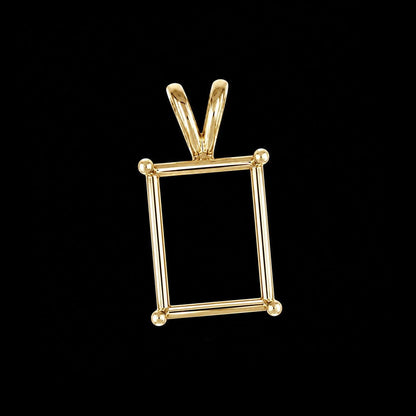 925 Sterling Silver emerald shape semi mount pendant settings Pr-notched 7x5mm to 18x13mm for faceted octagon stones