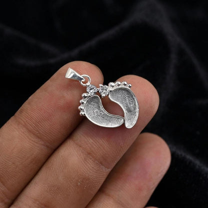 925 Sterling Silver Baby Foot Pendant Blank Bezel with CZ Setted, For Pour Resin, Breastmilk DIY, Keepsake Jewelry, Baby Feet Memorial Gifts