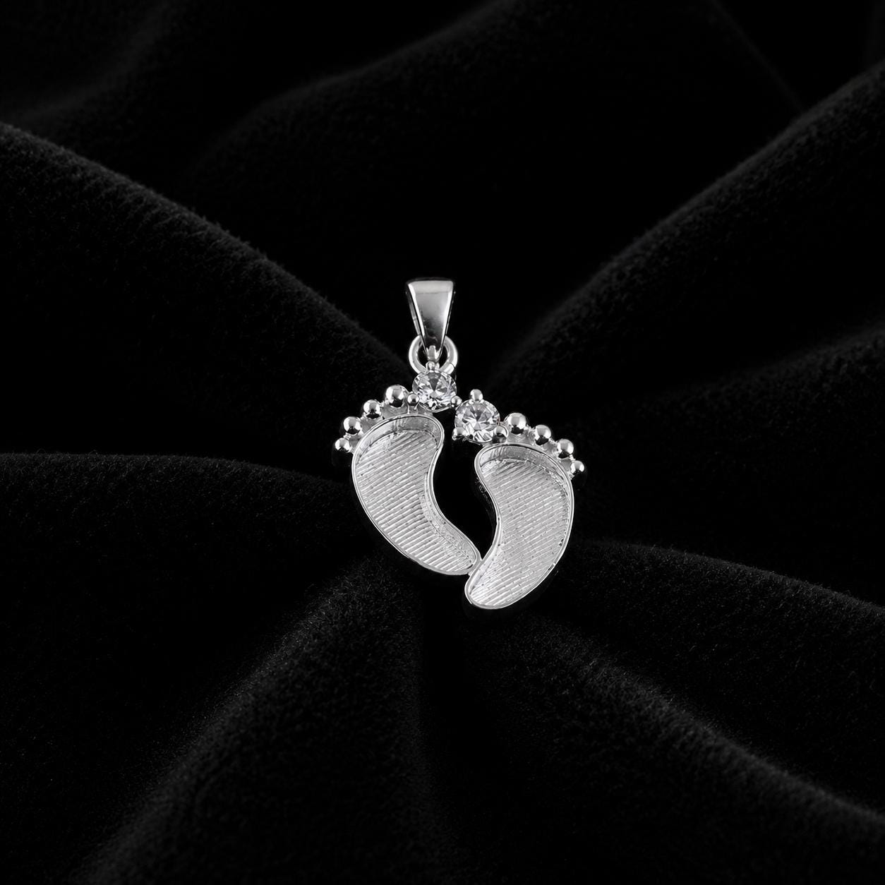 925 Sterling Silver Baby Foot Pendant Blank Bezel with CZ Setted, For Pour Resin, Breastmilk DIY, Keepsake Jewelry, Baby Feet Memorial Gifts