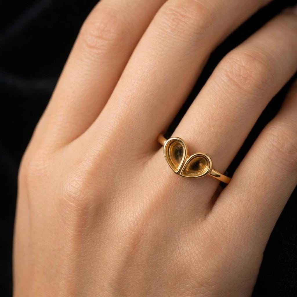 Teardrop Promise Ring, 6x4mm Blank Bezel Ring, 925 Sterling Silver, Toi Et Moi Engagement Ring, Resin & Ashes Work, Breastmilk/Keepsake DIY