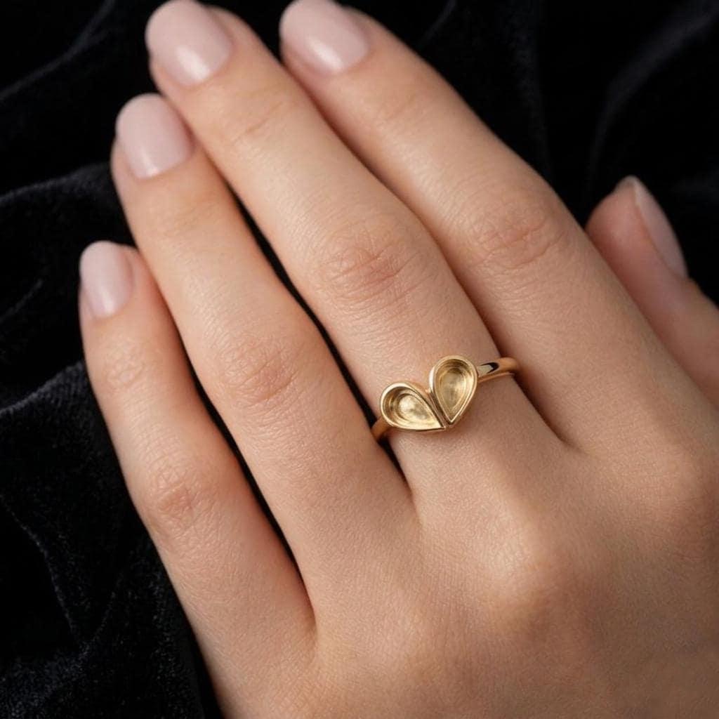Teardrop Promise Ring, 6x4mm Blank Bezel Ring, 925 Sterling Silver, Toi Et Moi Engagement Ring, Resin & Ashes Work, Breastmilk/Keepsake DIY