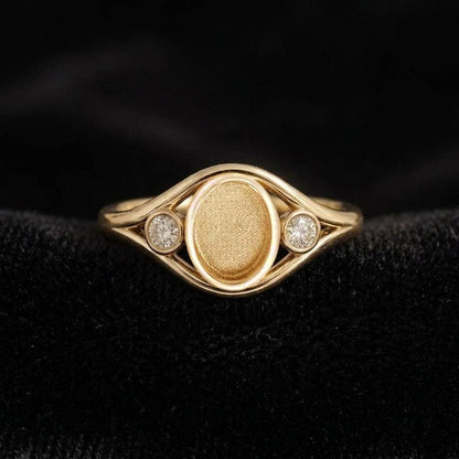 925 Sterling Silver, Oval 8x6mm Blank Bezel with CZ Set Engagement Ring, Unique Vintage Bridal Ring, Resin & Ashes, Breastmilk/Keepsake DIY