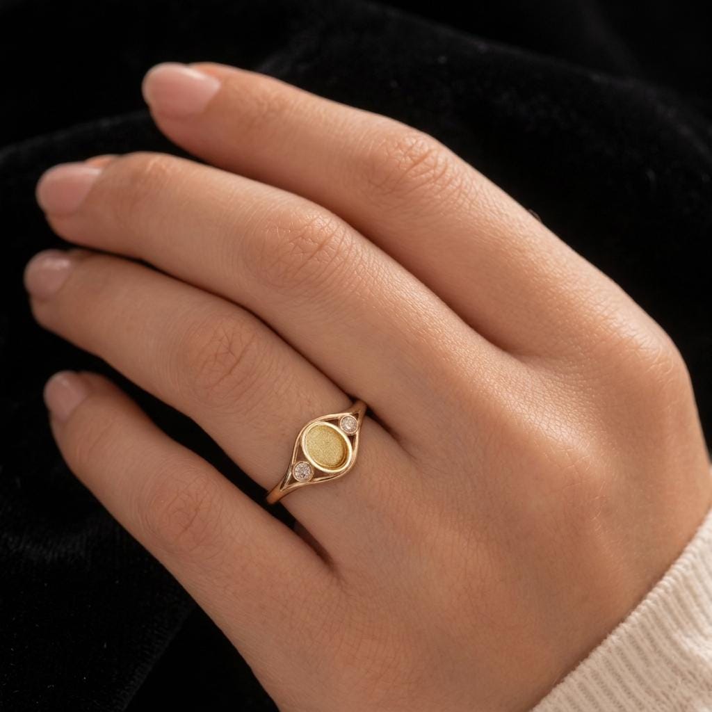 925 Sterling Silver, Oval 8x6mm Blank Bezel with CZ Set Engagement Ring, Unique Vintage Bridal Ring, Resin & Ashes, Breastmilk/Keepsake DIY