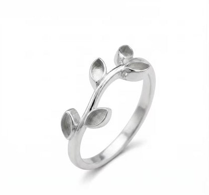 Marquise 2x4mm Blank Bezel Settings Leaf Branch Design Ring, Good for Pour Resin & Ashes Work, Keepsake/Breastmilk DIY Craft, Memorial Gifts