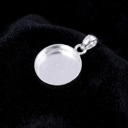 925 Sterling Solid Silver Round Blank 5mm to 20mm DIY Breastmilk/Keepsake Pendant Setting, Good for Resin & Ashes Work, Memorial DIY Charms