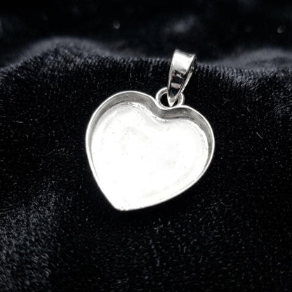 Sterling Silver Heart Blank Pendant Setting, DIY Breastmilk Keepsake Resin Ashes Work