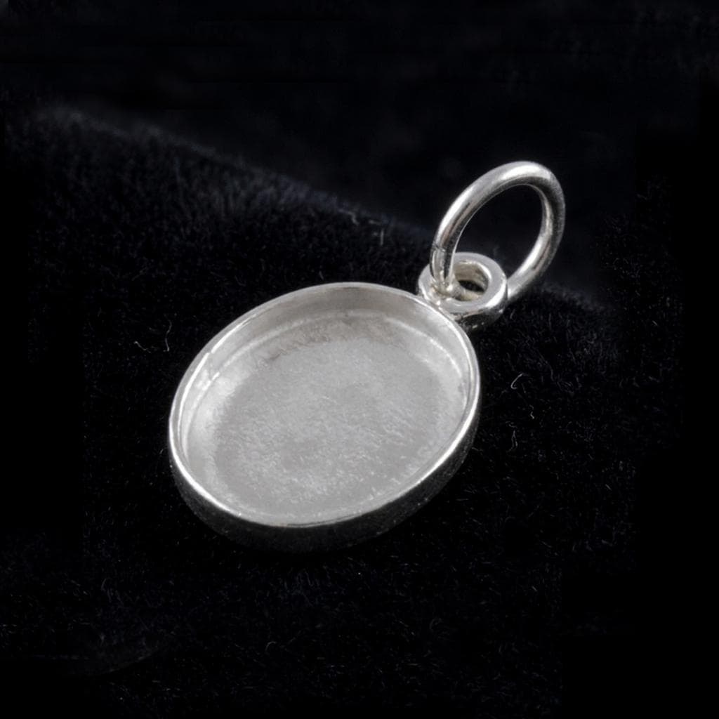 925 Sterling Silver Oval Pendant Blank Component Setting, DIY Keepsake Jewelry Tray, Bezel Base for Resin & Stone Insert, Handmade Jewelry