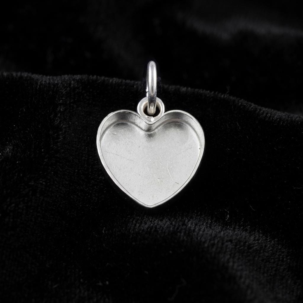 925 Sterling Silver Heart Pendant Blank Component Setting, DIY Keepsake Jewelry Tray, Bezel Base for Resin & Stone Insert, Handmade Jewelry