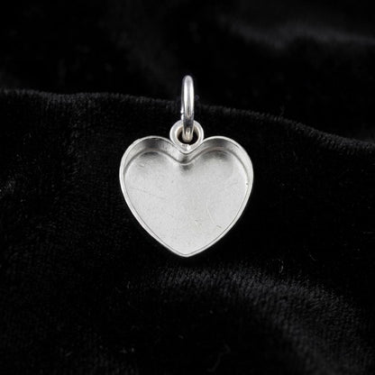 925 Sterling Silver Heart Pendant Blank Component Setting, DIY Keepsake Jewelry Tray, Bezel Base for Resin & Stone Insert, Handmade Jewelry
