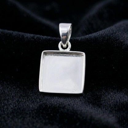 925 Sterling Silver Square Blank Pendant Setting, DIY Keepsake, Resin, Ashes Work