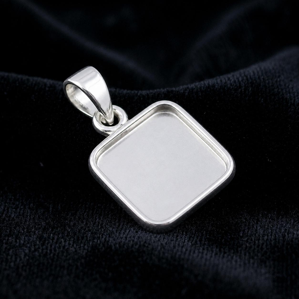 925 Sterling Silver Cushion Pendant Setting, DIY Breastmilk/Keepsake, Resin, Ashes Work, Memorial Charm