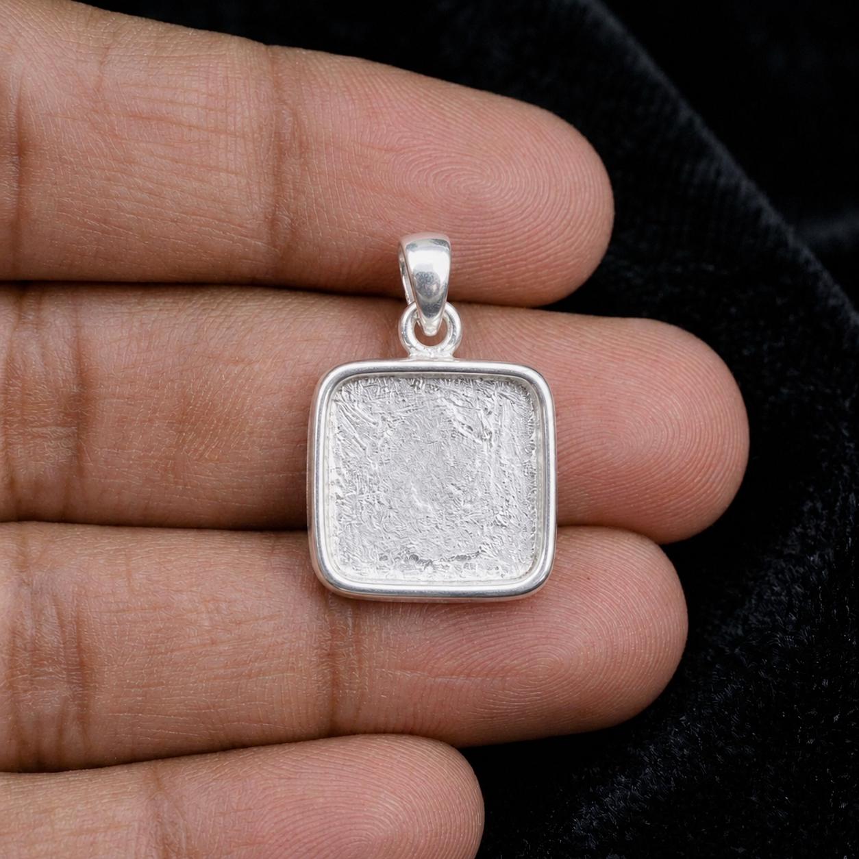 925 Sterling Silver Cushion Pendant Setting, DIY Breastmilk/Keepsake, Resin, Ashes Work, Memorial Charm