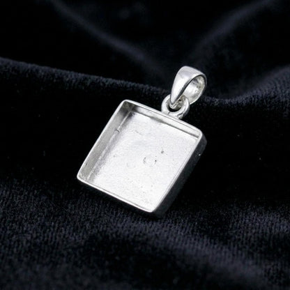 925 Sterling Silver Square Blank Pendant Setting, DIY Keepsake, Resin, Ashes Work
