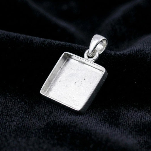 925 Sterling Silver Square Blank Pendant Setting, DIY Keepsake, Resin, Ashes Work