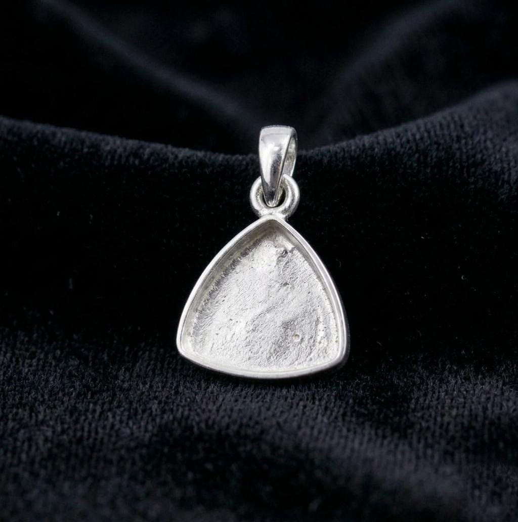 Sterling Silver Trillion Pendant Setting, DIY Breastmilk Keepsake, Resin Ashes Work (5mm-20mm)