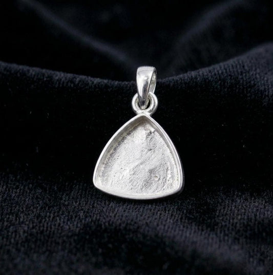 Sterling Silver Trillion Pendant Setting, DIY Breastmilk Keepsake, Resin Ashes Work (5mm-20mm)