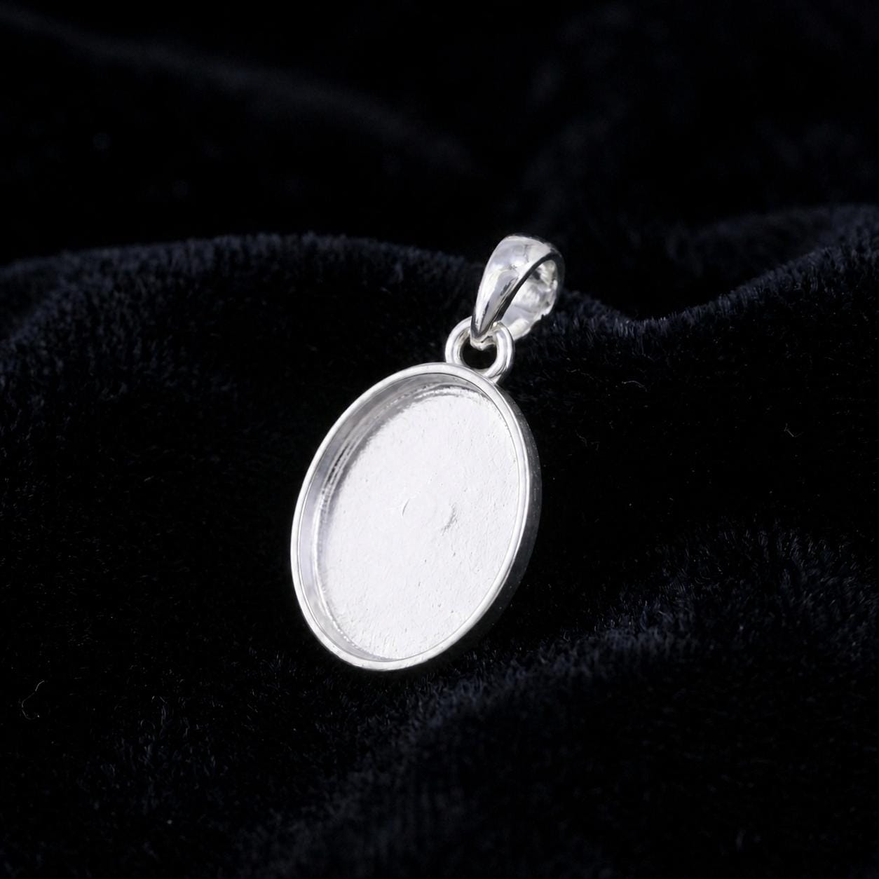 Sterling Silver Oval Blank Pendant Setting, Breastmilk Keepsake, Resin Ashes Work (6x4mm-20x15mm)