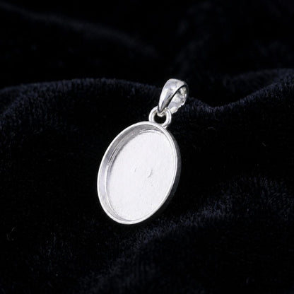 Sterling Silver Oval Blank Pendant Setting, Breastmilk Keepsake, Resin Ashes Work (6x4mm-20x15mm)