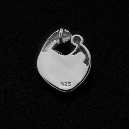 925 Sterling Silver Heart 9x9mm Mother Baby Love Blank Bezel Pendant Setting, For Mother Milk or Resin Keepsake/DIY Crafts, Memorial Locket