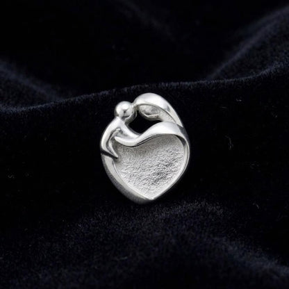 925 Sterling Silver Heart 9x9mm Mother Baby Love Blank Bezel Pendant Setting, For Mother Milk or Resin Keepsake/DIY Crafts, Memorial Locket