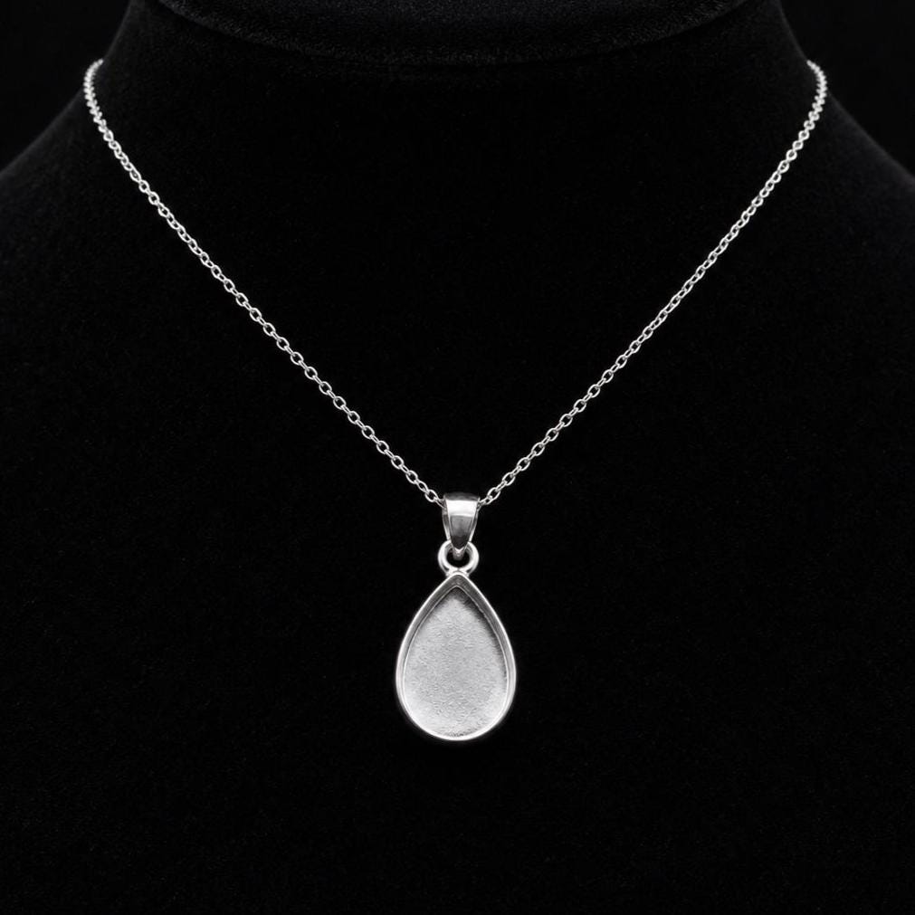 Sterling Silver Pear Pendant Setting, Breastmilk Keepsake, Resin Ashes Work, Memorial DIY Charms