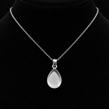 Sterling Silver Pear Pendant Setting, Breastmilk Keepsake, Resin Ashes Work, Memorial DIY Charms