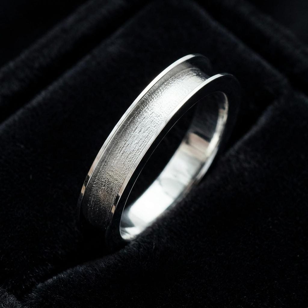 925 Sterling Silver Band Ring, Blank Channel Setted Unisex Band Ring, Good for Resin & Ashes Work, Breastmilk/Keepsake DIY Craft Supplies