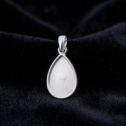 Sterling Silver Pear Pendant Setting, Breastmilk Keepsake, Resin Ashes Work, Memorial DIY Charms