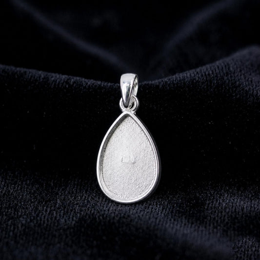 Sterling Silver Pear Pendant Setting, Breastmilk Keepsake, Resin Ashes Work, Memorial DIY Charms