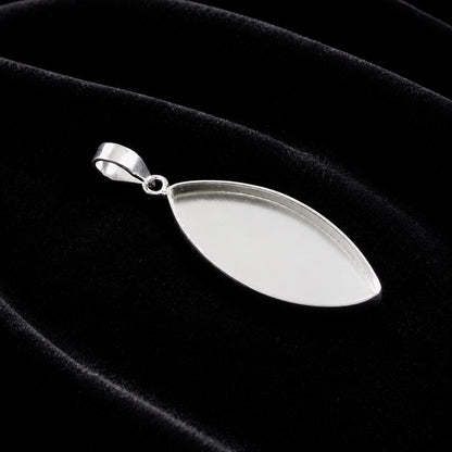 Sterling Silver Marquise Bezel Pendant, Resin, Ashes, Breastmilk Crafts (6x3mm-20x10mm)