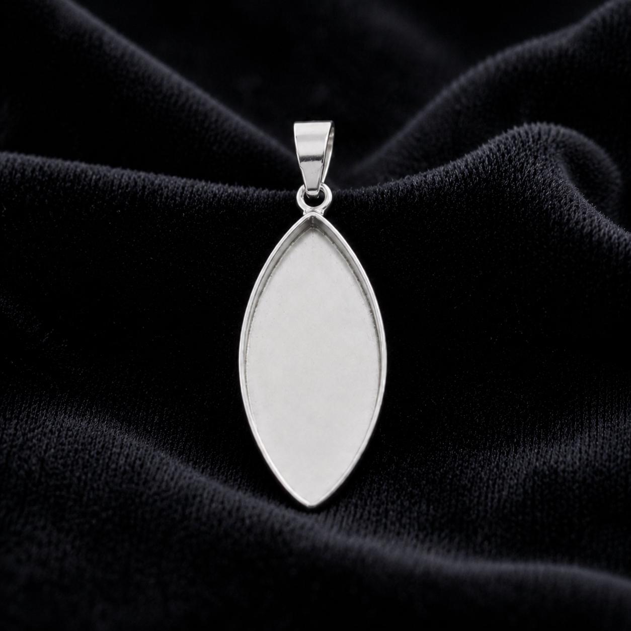 Sterling Silver Marquise Bezel Pendant, Resin, Ashes, Breastmilk Crafts (6x3mm-20x10mm)