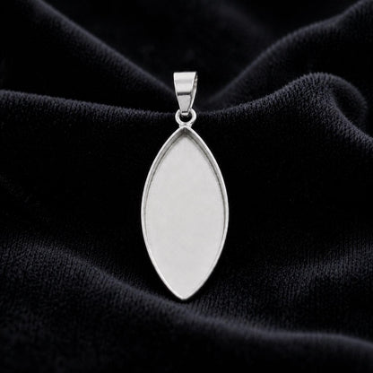 Sterling Silver Marquise Bezel Pendant, Resin, Ashes, Breastmilk Crafts (6x3mm-20x10mm)