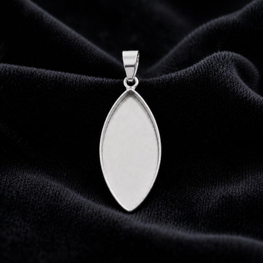 Sterling Silver Marquise Bezel Pendant, Resin, Ashes, Breastmilk Crafts (6x3mm-20x10mm)