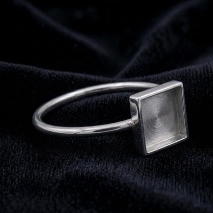 925 Sterling Silver Square Blank Bezel Ring, DIY Keepsake, Resin, Ashes Work Memorial Settings