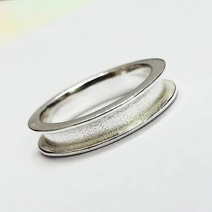 925 Sterling Silver Band Ring, Blank Channel Setted Unisex Band Ring, Good for Resin & Ashes Work, Breastmilk/Keepsake DIY Craft Supplies