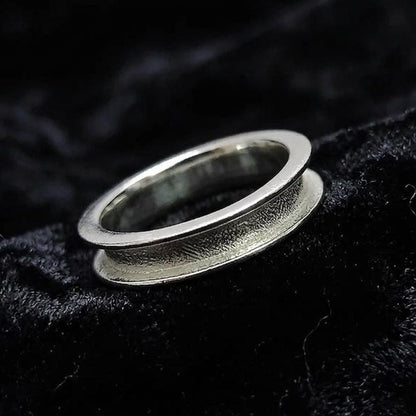 925 Sterling Silver Band Ring, Blank Channel Setted Unisex Band Ring, Good for Resin & Ashes Work, Breastmilk/Keepsake DIY Craft Supplies