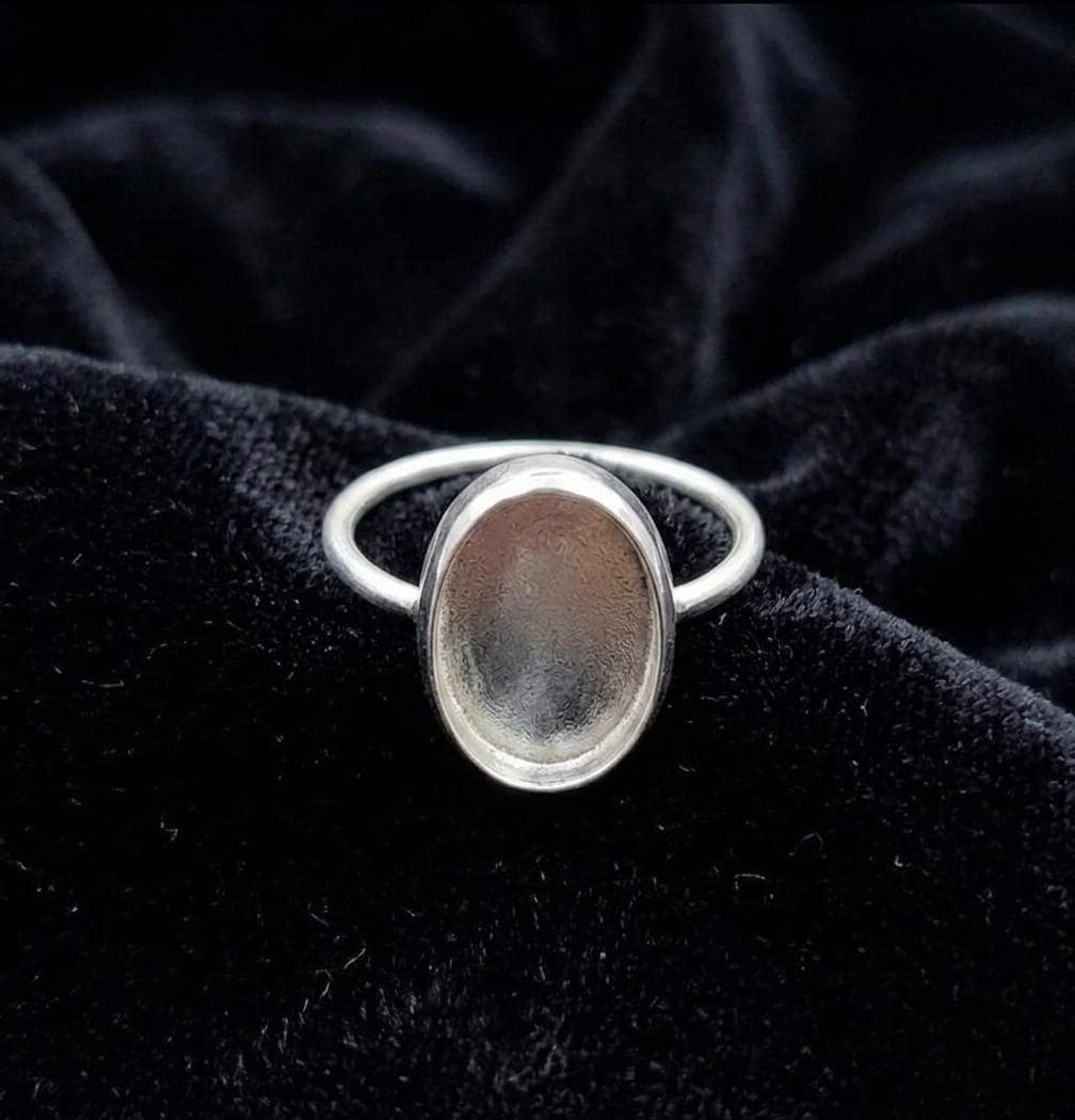 925 Sterling Silver Oval Blank Bezel Ring, DIY Keepsake, Resin, Ashes Work Memorial Settings