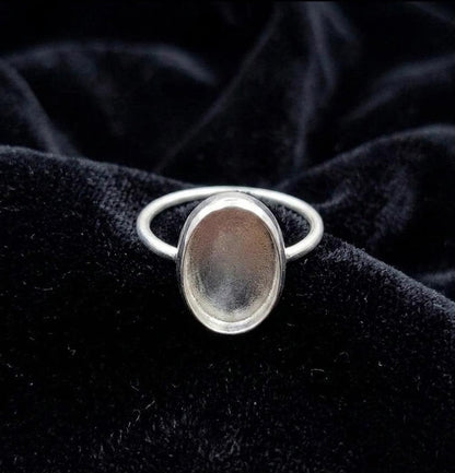 925 Sterling Silver Oval Blank Bezel Ring, DIY Keepsake, Resin, Ashes Work Memorial Settings