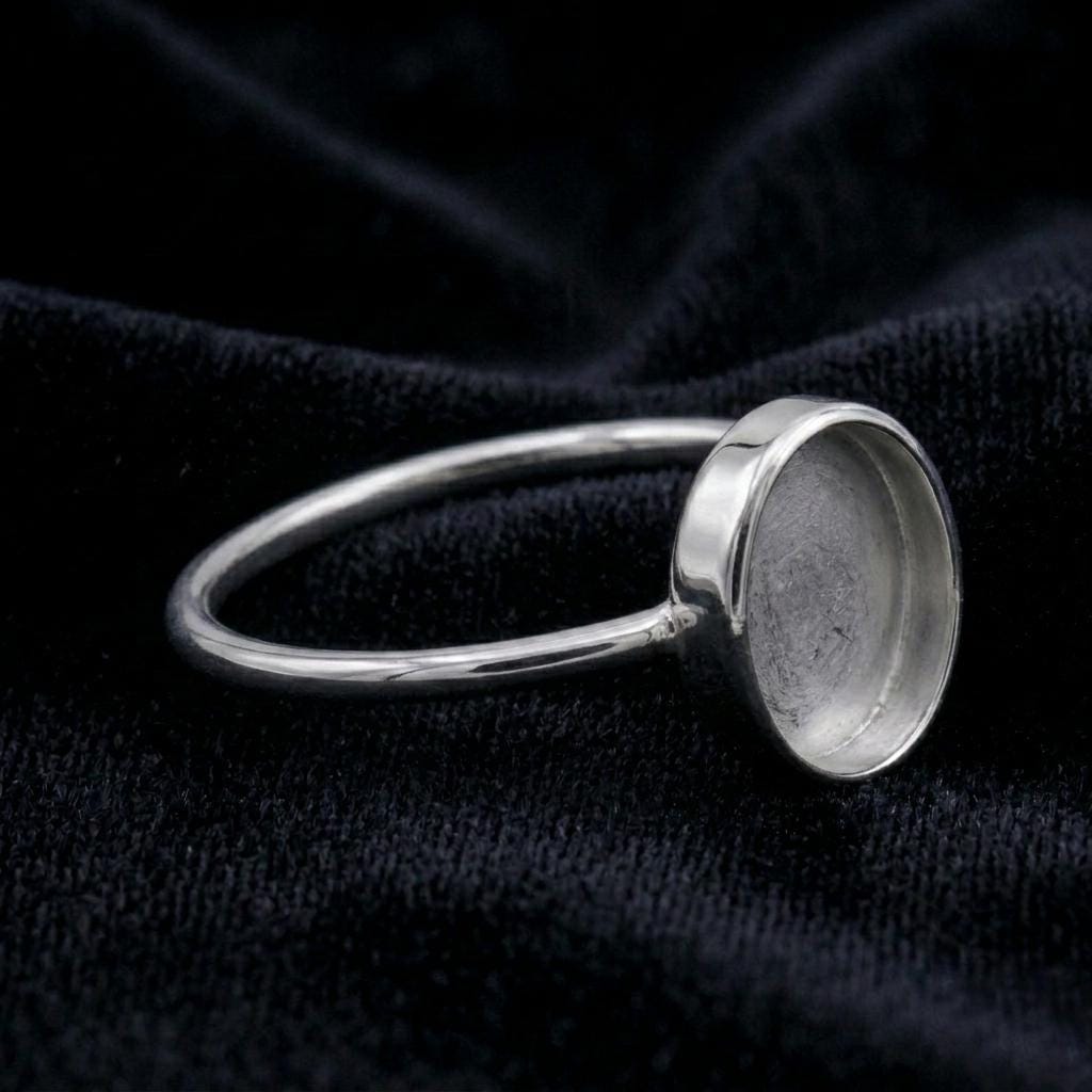 925 Sterling Silver Oval Blank Bezel Ring, DIY Keepsake, Resin, Ashes Work Memorial Settings