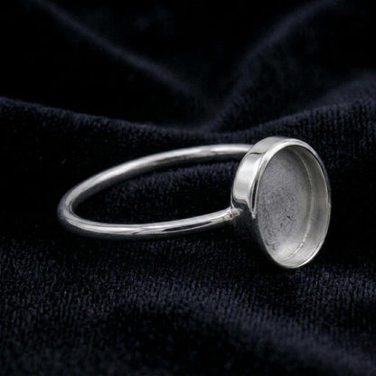 925 Sterling Silver Oval Blank Bezel Ring, DIY Keepsake, Resin, Ashes Work Memorial Settings