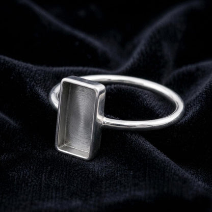 925 Sterling Silver Rectangle Blank Bezel Ring, DIY Keepsake, Resin, Ashes Work Memorial Settings