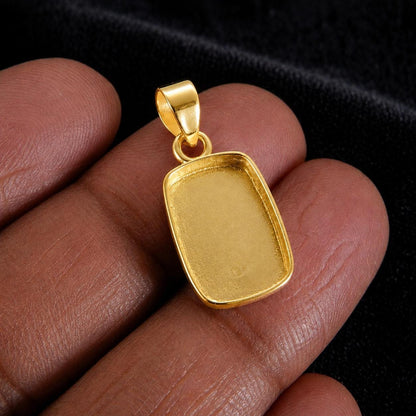 925 Sterling Silver Rectangle Bezel Pendant for Resin, Ashes, Keepsake Crafts