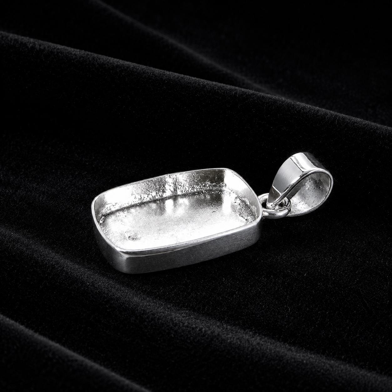 925 Sterling Silver Rectangle Bezel Pendant for Resin, Ashes, Keepsake Crafts